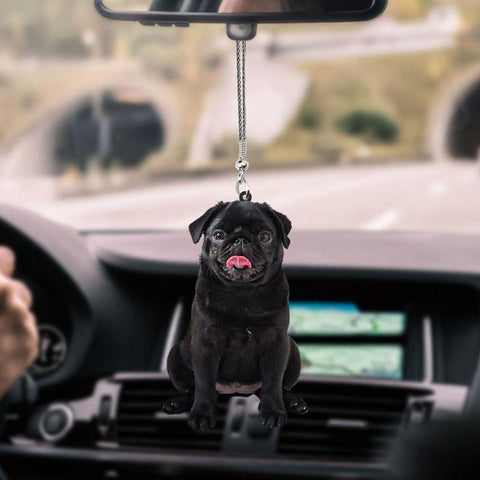 PUG BLACK  CAR HANGING ORNAMENT