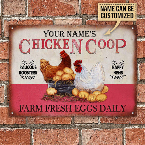 Personalized Chicken Coop Pink Customized Classic Metal Signs