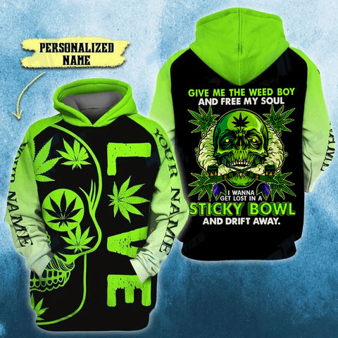 Personalized Weed Skull Unisex Hoodie For Men Women Cannabis Marijuana 420 Weed Shirt Clothing Gifts HT