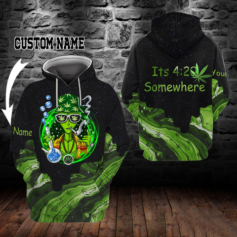 Personalized Alien Weed Cannabis Unisex Hoodie For Men Women Marijuana 420 Weed Shirt Clothing Gifts HT