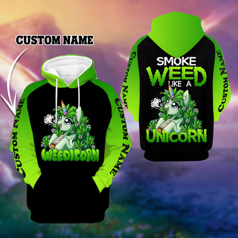 Personalized Weedicorn Unisex Hoodie For Men Women Cannabis Marijuana 420 Weed Shirt Clothing Gifts For Unicorn Lovers HT