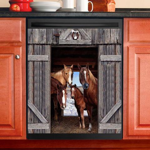 Horse Barn Dishwasher Cover Cute Horse Decal Decor Kitchen Gifts for Farmers Gifts for Horse Lovers HT