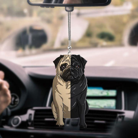 PUG BROWNBLACK CAR HANGING ORNAMENT