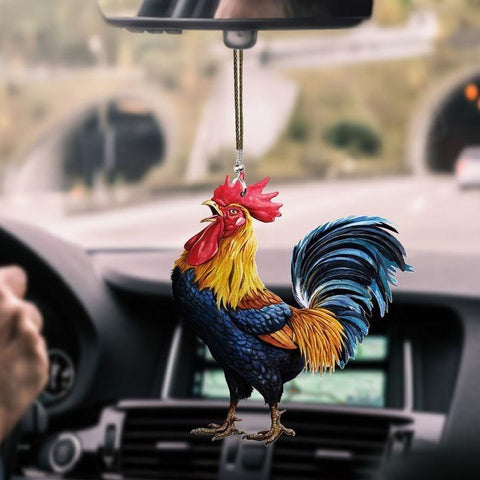 ROOSTER ART CAR HANGING ORNAMENT