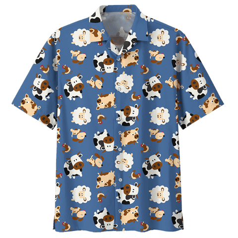 Cute Cow Hawaii Shirt Blue COW HAWAIIAN SHIRT 3