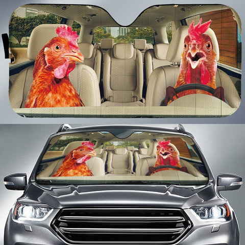 DRIVING CHICKENS AUTO SUN SHADE, Chicken Gift Idea, Gift for Chicken lovers, Chicken Thanksgiving Gift