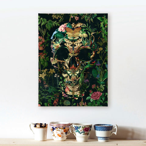 Floral Skull Poster, Boho Skull Wall Art Print, Sugar Skull Home Decor, Gothic Flower Skull Wall Art