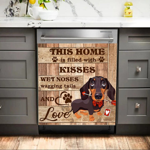 This Home Is Filled With Kisses Dachshund Dishwasher Cover, Dachshund Decor Kitchen, Dachshund Gifts, Gifts for Dog Lovers HN