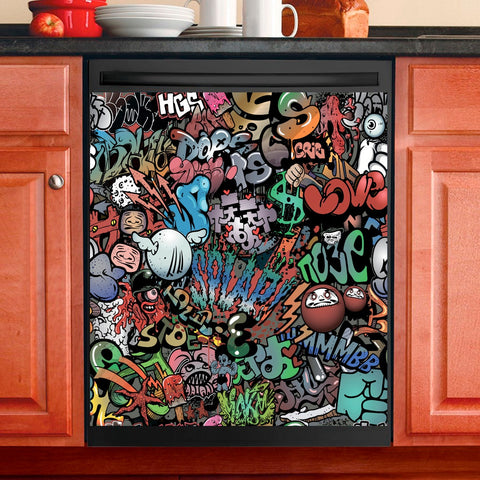 Graffiti Dishwasher Cover Street Art Colorful Dishwasher Cover Kitchen Decor Home Decor Housewarming Gifts HN