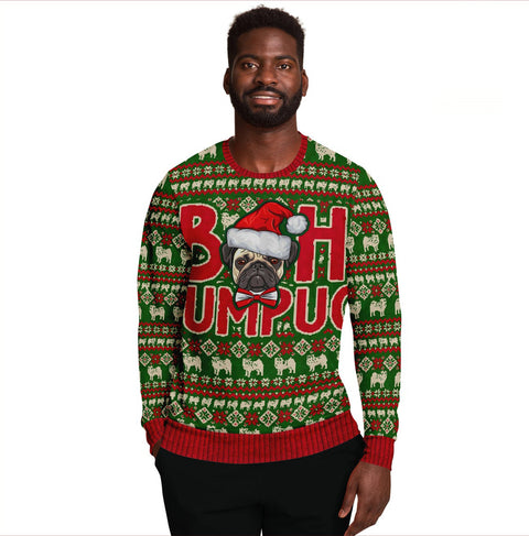 Bah Humpug Pug Ugly Sweater Christmas Sweater Wool Sweater Xmas Gift for Dog Lovers