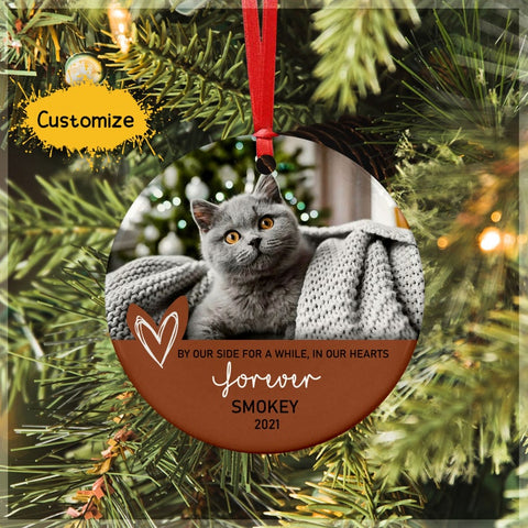 By Our Side A While Personalized Pet Memorial Ornament, Pets Memorial Keepsake, Pet Memorial Gift, Pet Lover Ornament