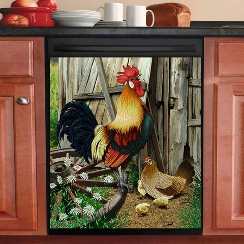Farm Animal Chicken Dishwasher Magnet Cover Rooster Farmhouse Front Dishwasher Cover Decoration Home Cabinet Decals Appliances Stickers Magnetic Sticker Decorative Mom's Gift 69