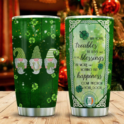 Irish Shamrock Gnome Tumbler Happy St Patrick's Day Gifts HT