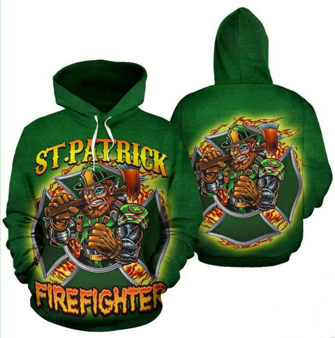 Irish St Patrick's Day Firefighter Hoodie St Patrick's Day Clothes Gifts HT