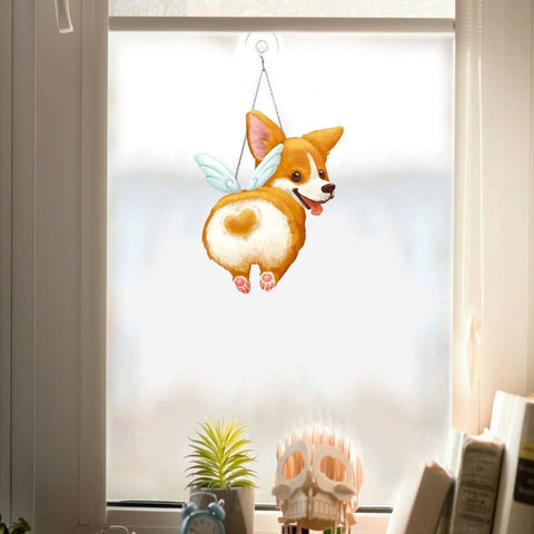 Corgi Hip and butterfly  window decor, Corgi Window decor, Gift for Corgi Lover GLASS DOG WINDOW DECOR 2D