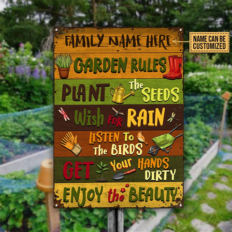 Welcome To Garden Rules Metal Sign