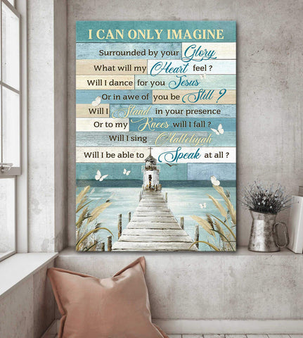 Church and river - I can only imagine - Jesus Portrait Canvas Print - Wall Art God Jesus Christ Gift Idea Canvas Poster
