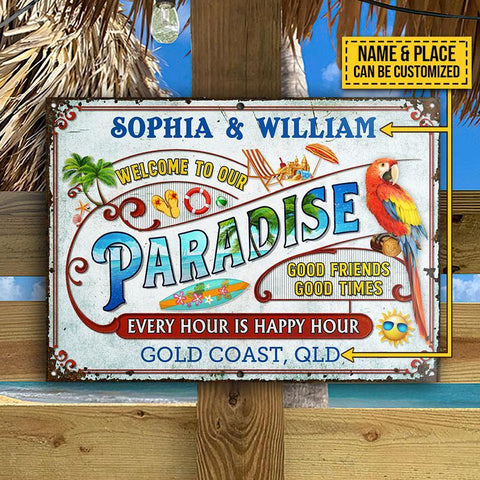 PERSONALIZED GRILLING SUMMER GOOD FOOD GOOD FRIENDS CUSTOMIZED CLASSIC METAL SIGNS
