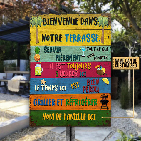 Personalized Patio Welcome Grilling Chilling Custom Classic Metal Signs