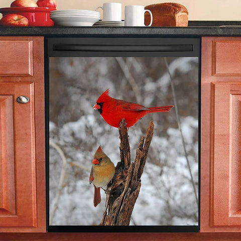 Cardinal And Pine Tree Decor Kitchen Dishwasher Cover