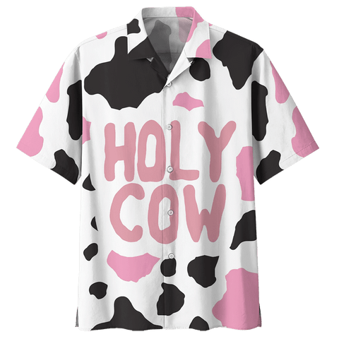 Unisex Cow Hawaii Shirt Pink, Farmer Shirt Holy Cow COW HAWAIIAN SHIRT 7