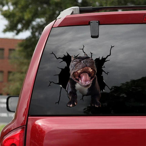 French Bulldog Crack Car Sticker, Toilet Sticker, Fridge Sticker (28)