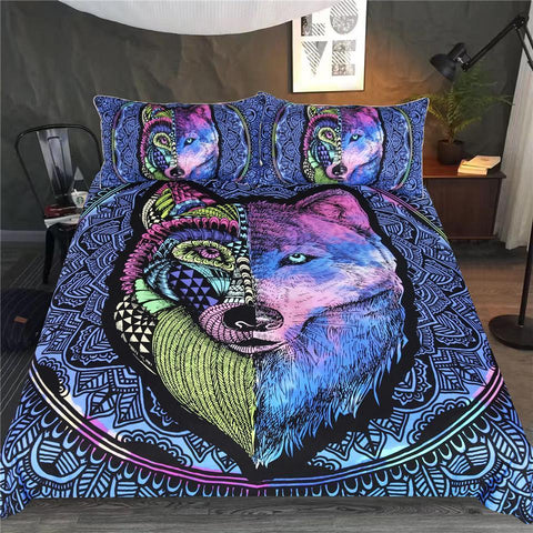 Tribal Wolf Bedding Set