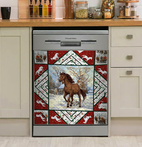 Horse Christmas Decor Kitchen Dishwasher Cover