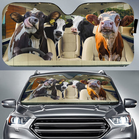 DRIVING DAIRY COWS 1 RIGHT HAND DRIVE VERSION AUTO SUN SHADE, , Cow Gift Idea, Gift for Cow lovers, Cattle Sun Shade, Cow Thanksgiving Gift