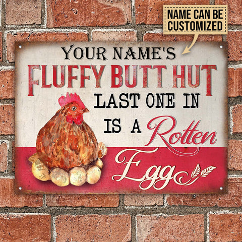 Personalized Chicken Fluffy Butt Hut Pink Customized Classic Metal Signs