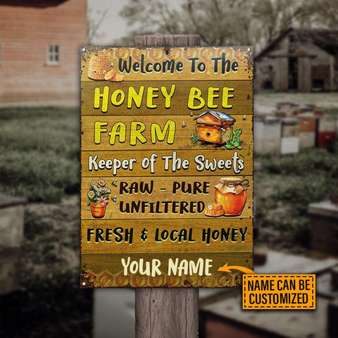 Honey Bee Welcome To The Farm Custom Classic Metal Signs