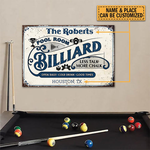 Personalized Billiard Pool Room Custom Classic Metal Signs