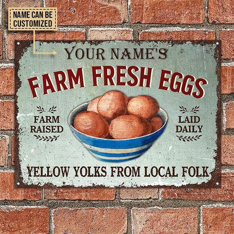 Personalized Chicken Eggs Yellow Yolks Customized Classic Metal Signs
