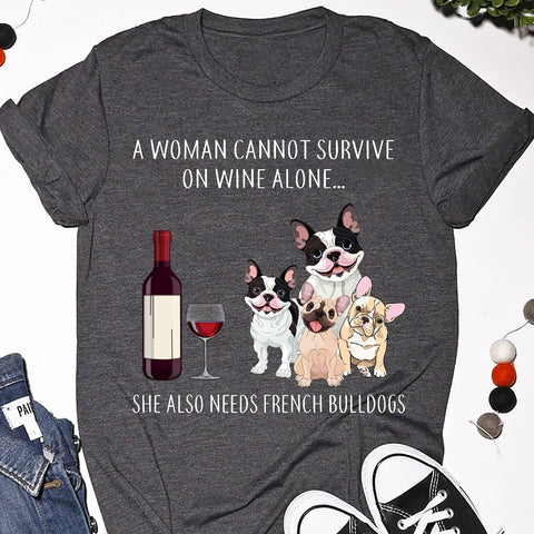 Unisex Shirt Gray French Bulldog Wine