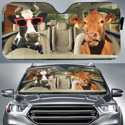 DRIVING COWS RIGHT HAND DRIVE VERSION AUTO SUN SHADE, Cow Gift Idea, Gift for Cow lovers, Cattle Sun Shade, Cow Thanksgiving Gift