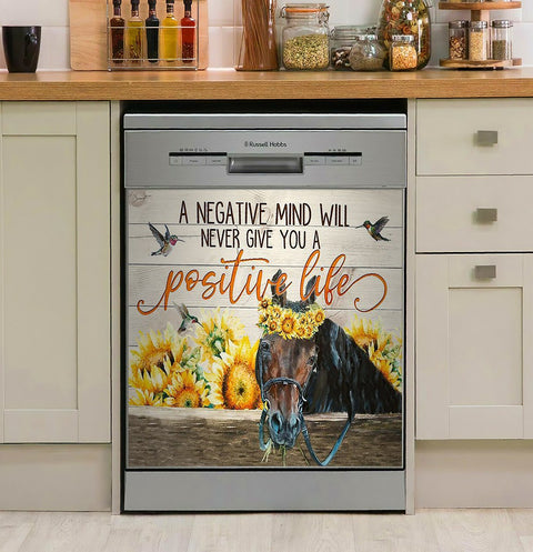 Horse Dishwasher Cover Horse  - A Negative Mind Will Never Give You A Positive Life Decor Kitchen Dishwasher Cover