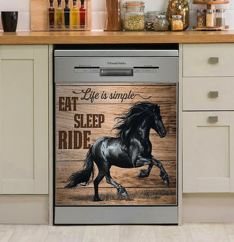 Horse Dishwasher Cover Eat, Sleep And Ride Horse Decor Kitchen Dishwasher Cover