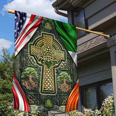 Irish Celtic Cross Flag St Patrick's Day Decorations HT