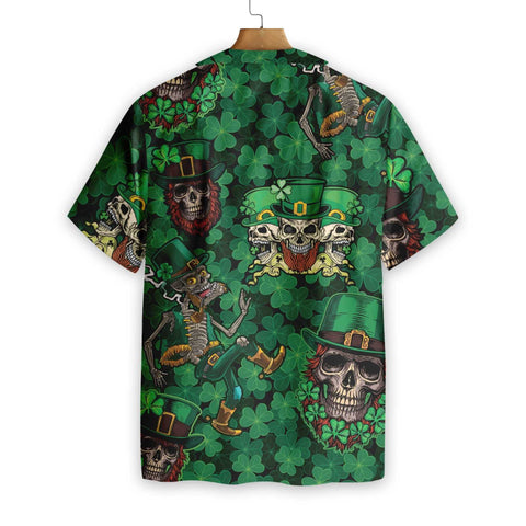 Happy St Patrick Leprechaun Skull Hawaiian Shirt St Patrick's Day Clothes HT