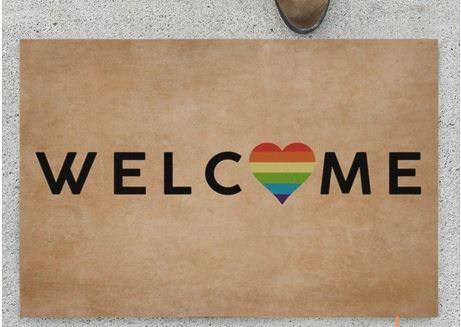 Welcome Rainbow Heart LGBT Doormat