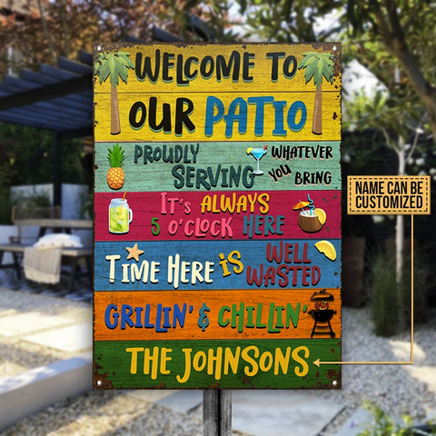 Personalized Patio Welcome Grilling Chilling Custom Classic Metal Signs HT