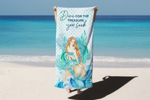 Mermaid Dive For The Treasure You Seek Sand Free Beach Towel
