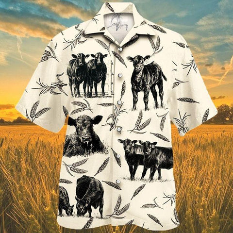 Men Cattle Hawaii Shirt White Cattle on farm lovers HAWAIIAN SHIRT