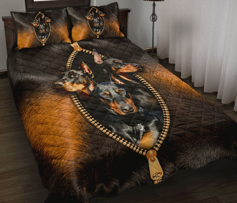 DOBERMAN - QUILT BEDDING SET TT007, Gift for Doberman Lover Dog Lover