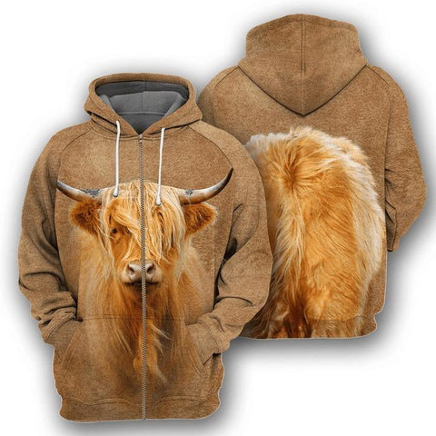 Cow Zip Hoodie 3D Cute 3