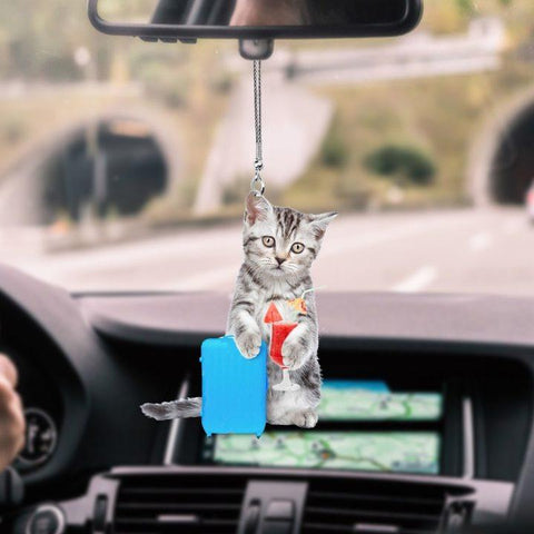Cute Cat Kitten In Suitcase Car Hanging Ornament