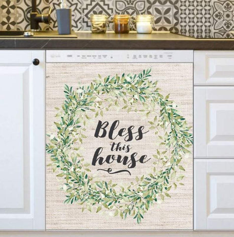 Dishwasher Magnet Cover - Farmhouse Wreath on Burlap Pattern