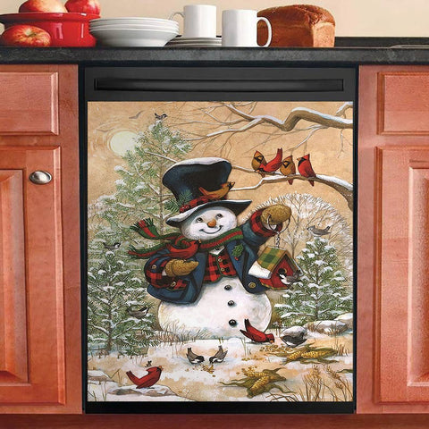 Friends Snowman And Cardinals Winter Decor Kitchen Dishwasher Cover HT