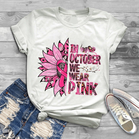 Sunflower In October We Wear Pink 2D T-shirt TD