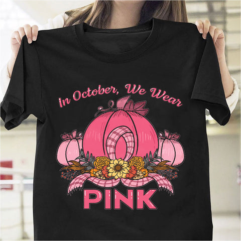 Pumpkin in october we wear pink 2D T-shirt TD
